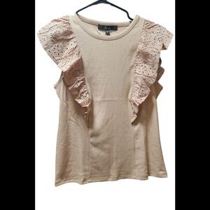 La Joie Women's Eyelet Ruffle Tank Fawn - Regular